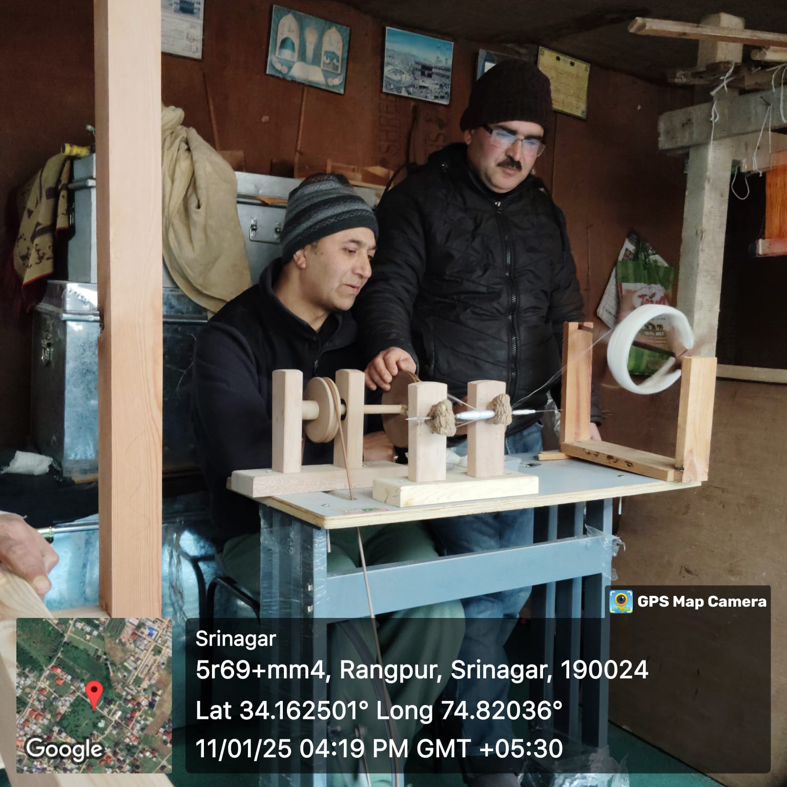 Hands on training on wool spinning and bobbin making using Table Top Paddle Operated Charkha